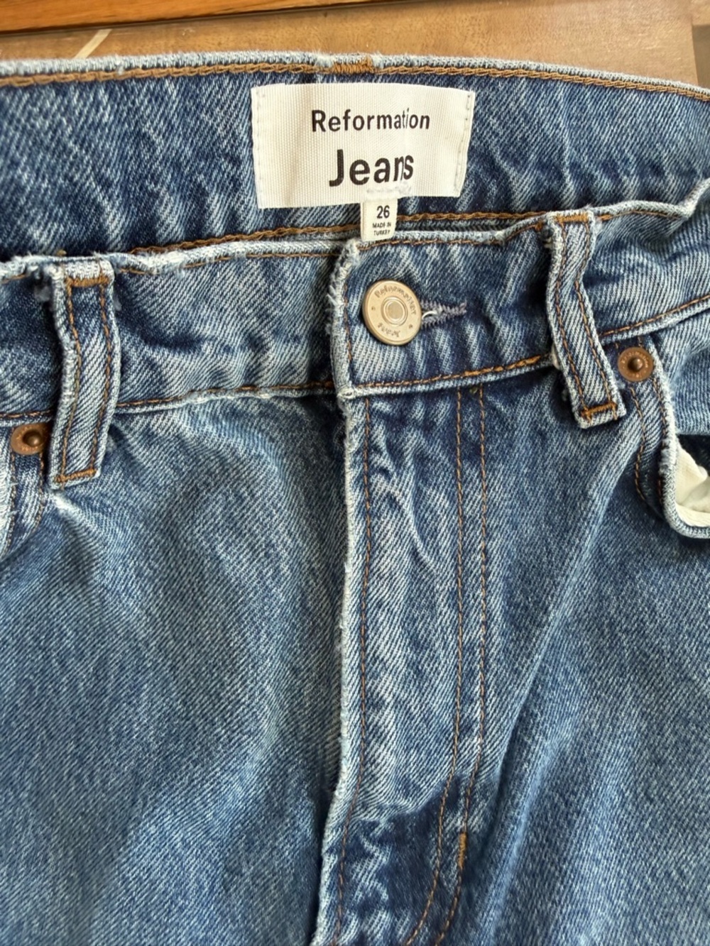 Reformation Blue Denim Jeans - Classic High-Rise Fit (26)